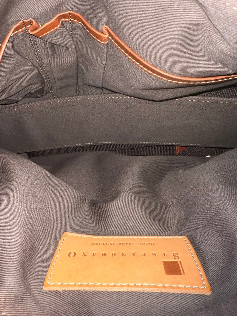 未使用級 ステファノマーノ ビジネスバッグ 2way ナイロン レザー ブルー