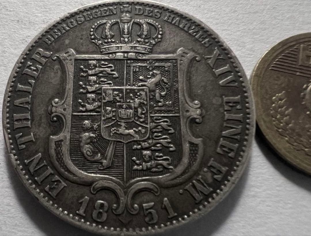 招*@様 1851年 B ドイツ　　ハノーファー王国 ターラー銀貨 エルンストア
