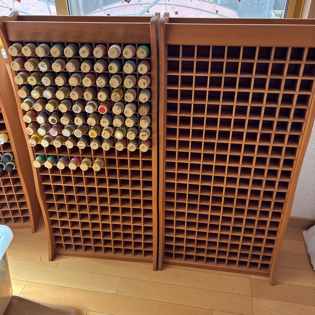 木製収納棚 2個セット絵の具200本収納