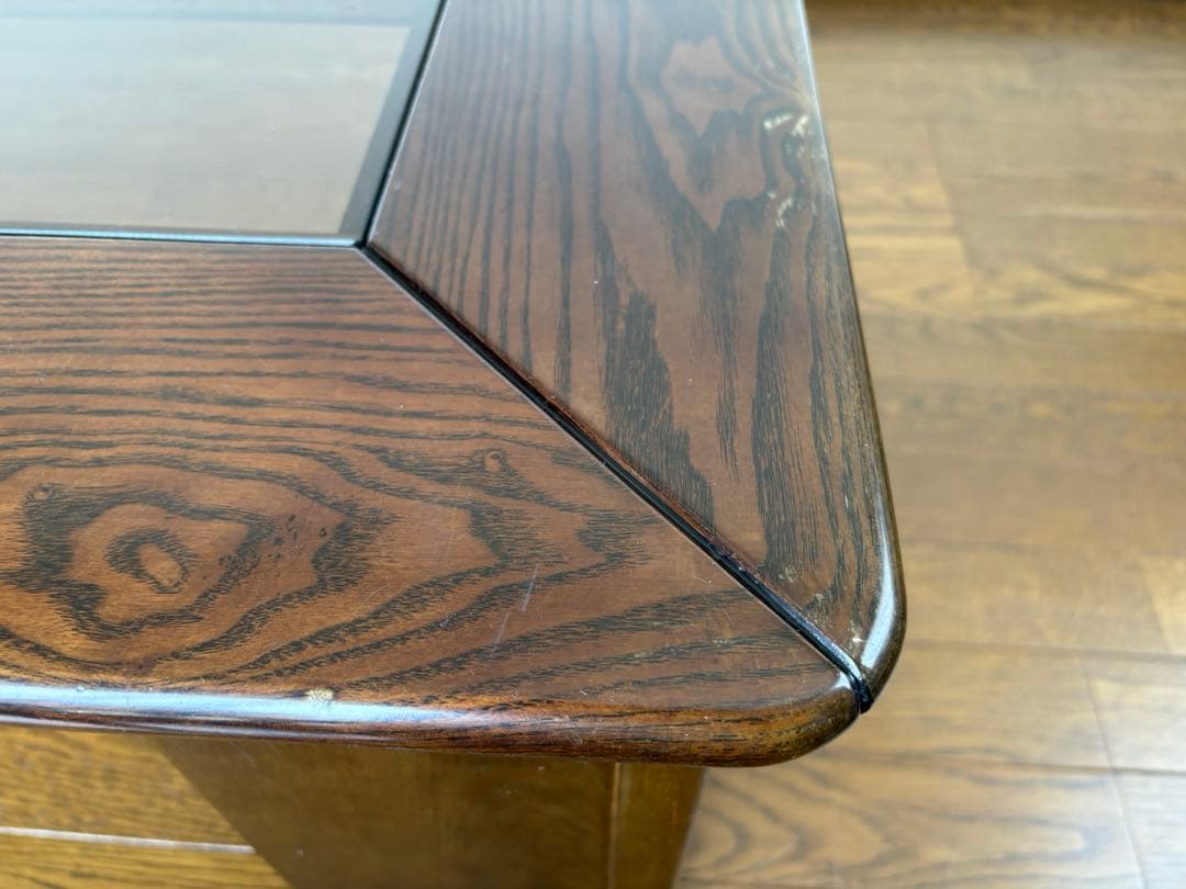 木製ガラス天板座卓 センターテーブル　ローテーブル