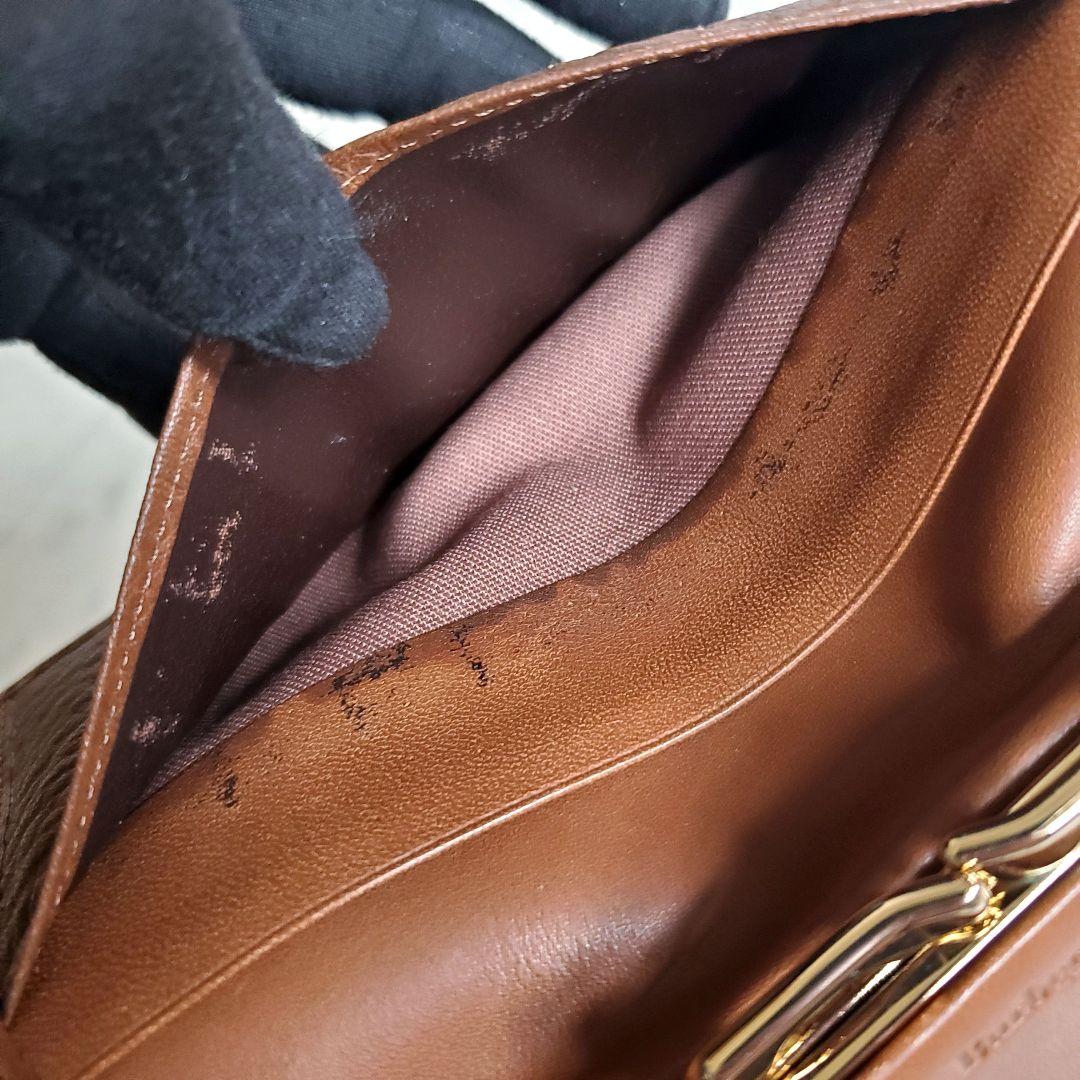 バーバリー BURBERRY 折り財布 ミドル がま口 極美品 レザー ブラウン