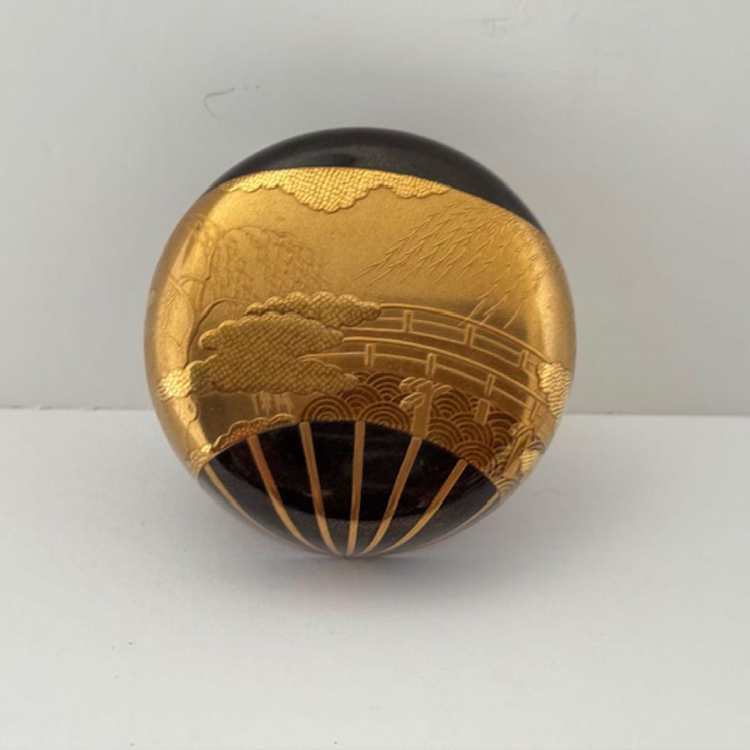 茶道具 裏千家 鵬雲斎 大宗匠 在判箱 扇面蒔絵大棗 柳橋 常庵造 茶道