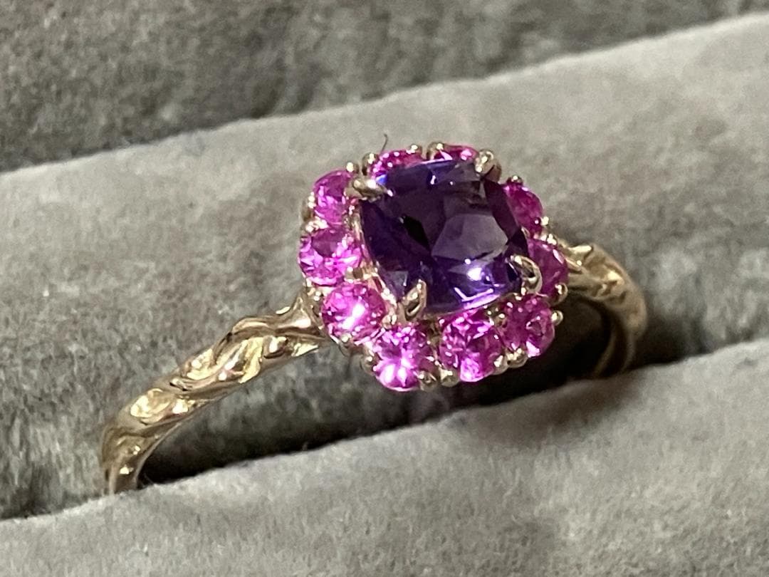 専用ですアメシスト×ピンクサファイア　花色のハーモニーリング