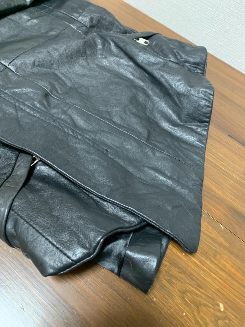 [00s EKAM] シングルライダース レザージャケット S 羊革 ブラック