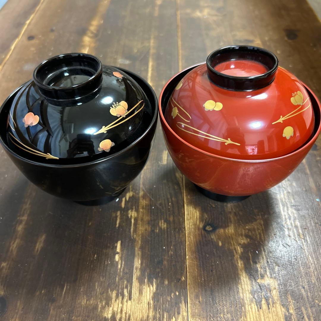 希少　輪島塗　慶塚作　蓋付き　汁椀　吸物椀　ペア