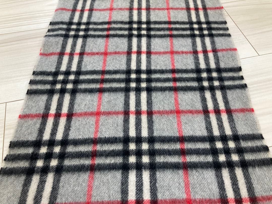 Burberry チェック柄マフラー グレー カシミヤ