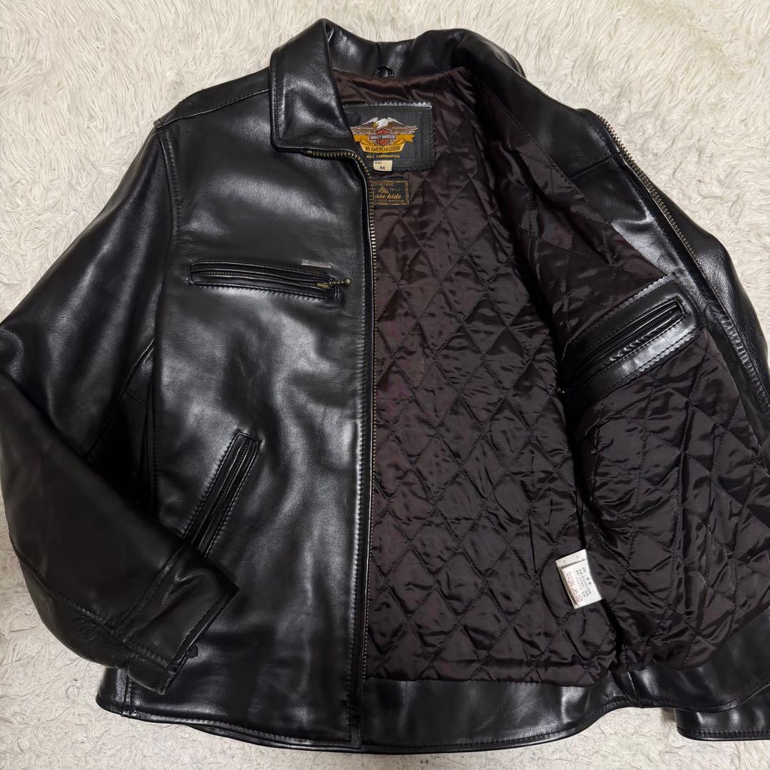 希少美品　ハーレーダビッドソン　シングルライダースジャケット　ホースハイド　黒
