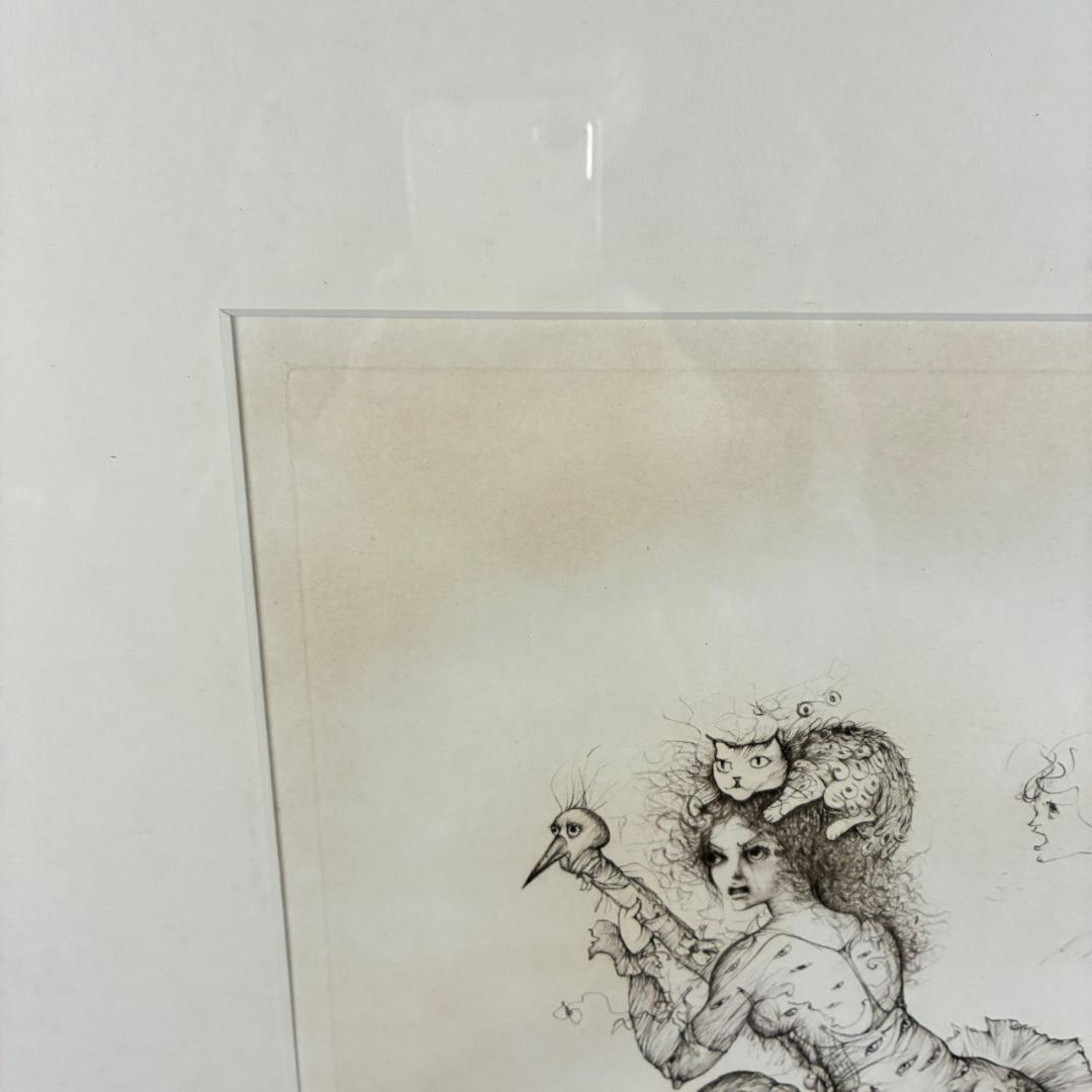 レオノール・フィニ「ほうきの妖精」ドライポイント版画 直筆サイン入 エンボス印有