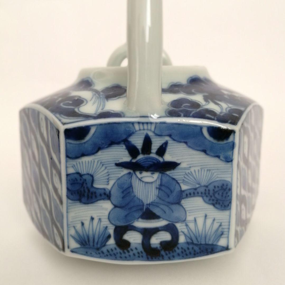 湖東焼　染付　六角　銚子