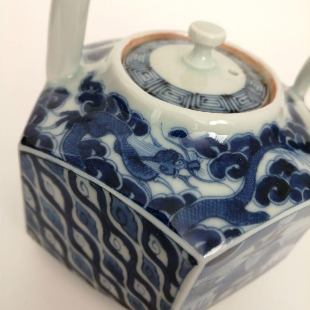 湖東焼　染付　六角　銚子