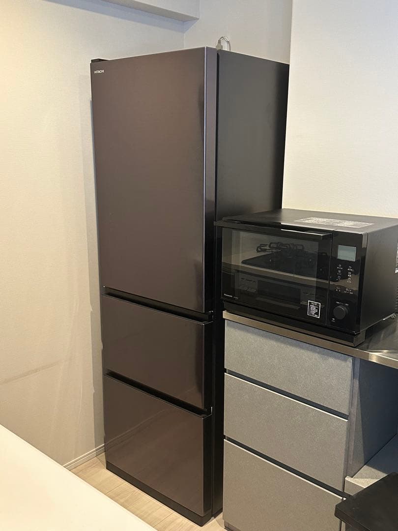 美品 日立 冷蔵庫 R-V38SVL 375L 真空チルド 黒 2023年製