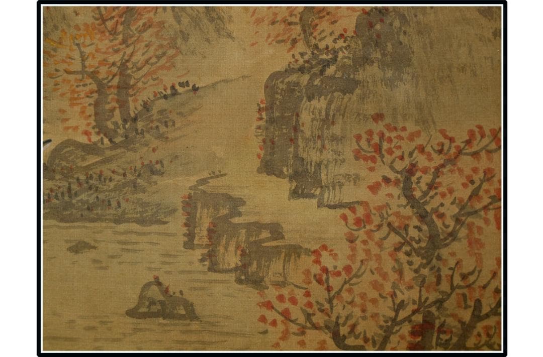 時代の掛軸　山水図肉筆保証　蔵整理不用品処理6　日本　中国X1048C15-1