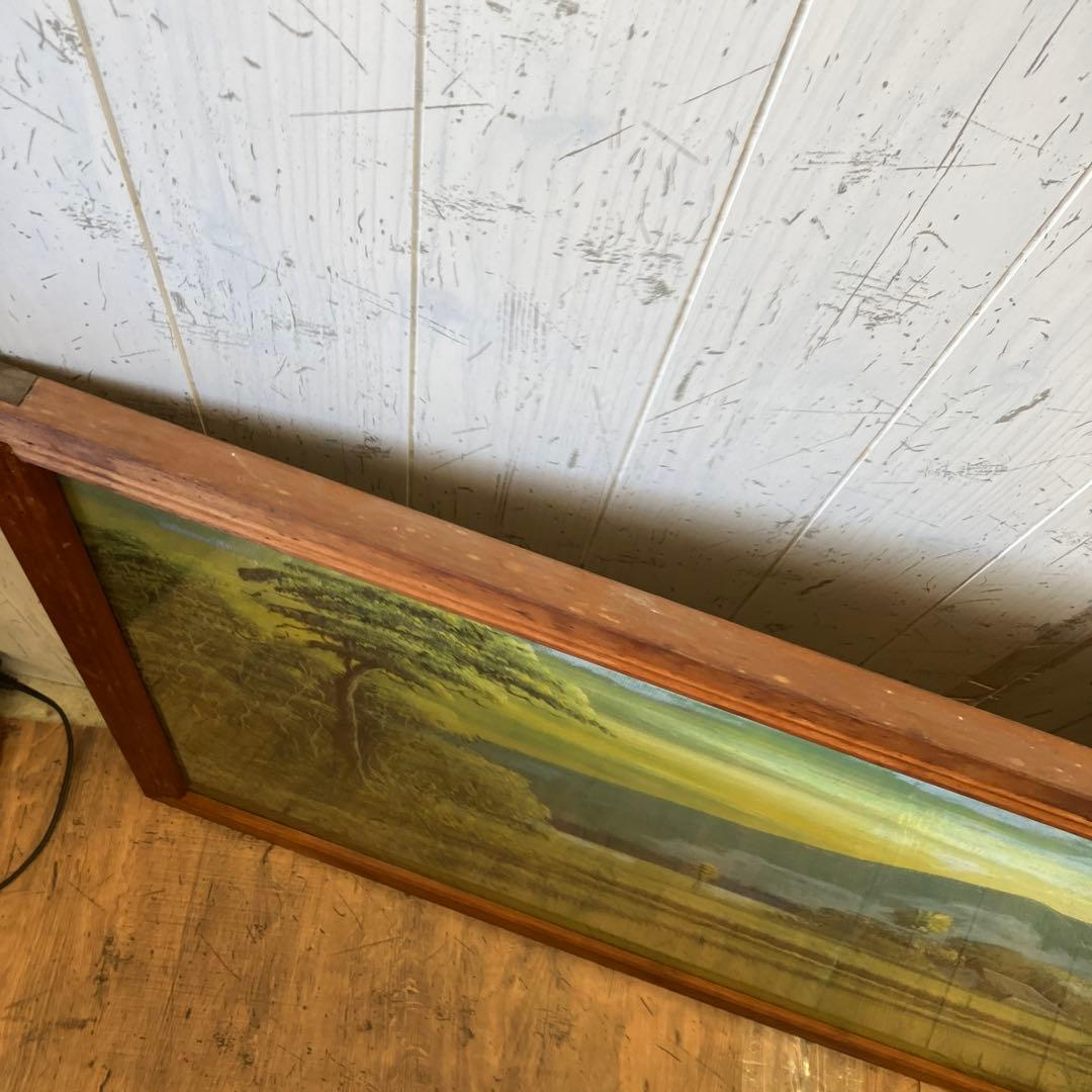 超大型 バリ島 山脈 川 風景画 油彩画 油絵 木製額縁 額装 絵画 壁掛け