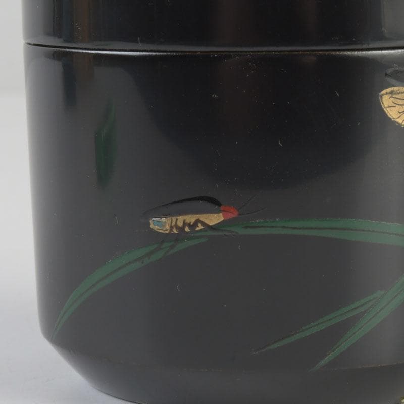 茶道具　岩倉利慶作　即中斎好写　青貝螺鈿　蛍早苗蒔絵　雪吹棗　共箱　V　9698