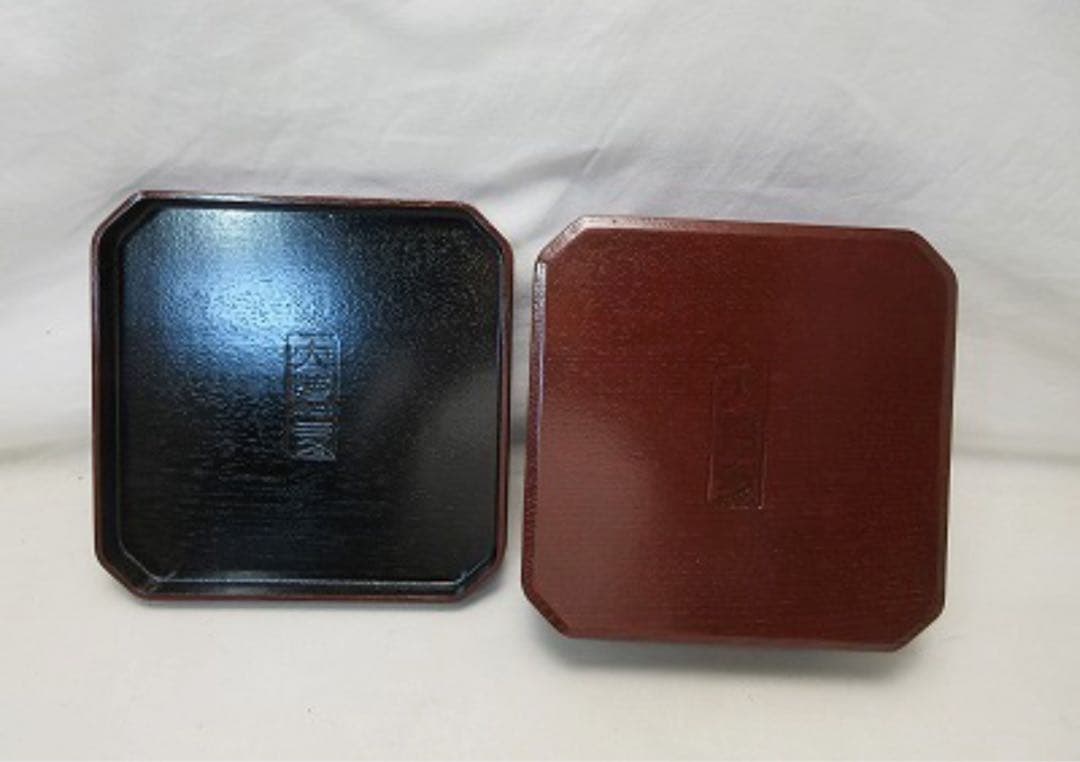 ほぼ未使用 懐石道具 木製 溜塗 大徳寺 弁当 縁高重箱 四客揃 刻印 紙箱