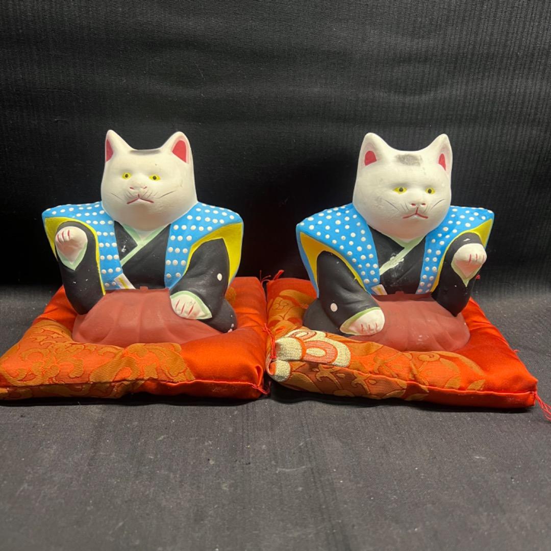 〇※後Dc1006 招き猫 招福猫 中猫 住吉初辰 左右一対