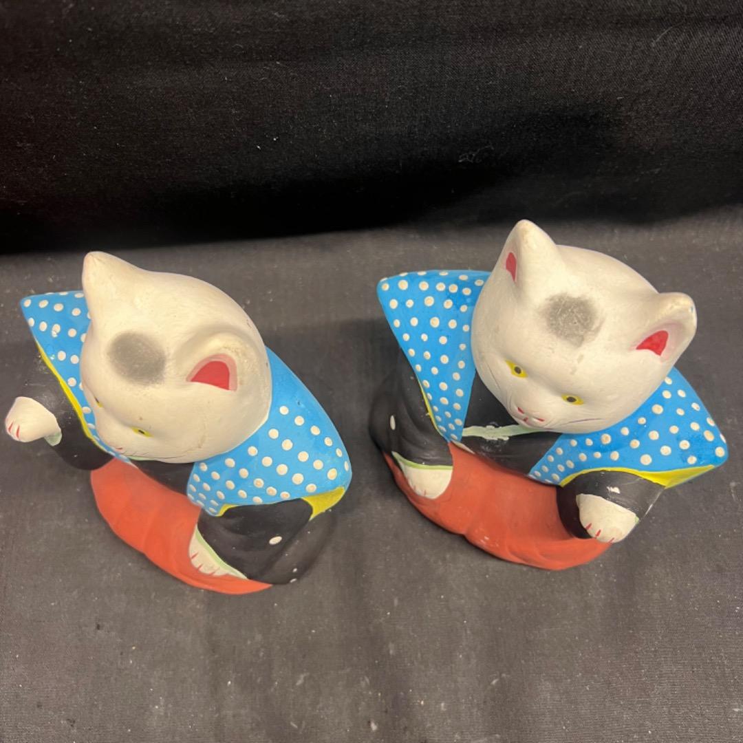 〇※後Dc1006 招き猫 招福猫 中猫 住吉初辰 左右一対