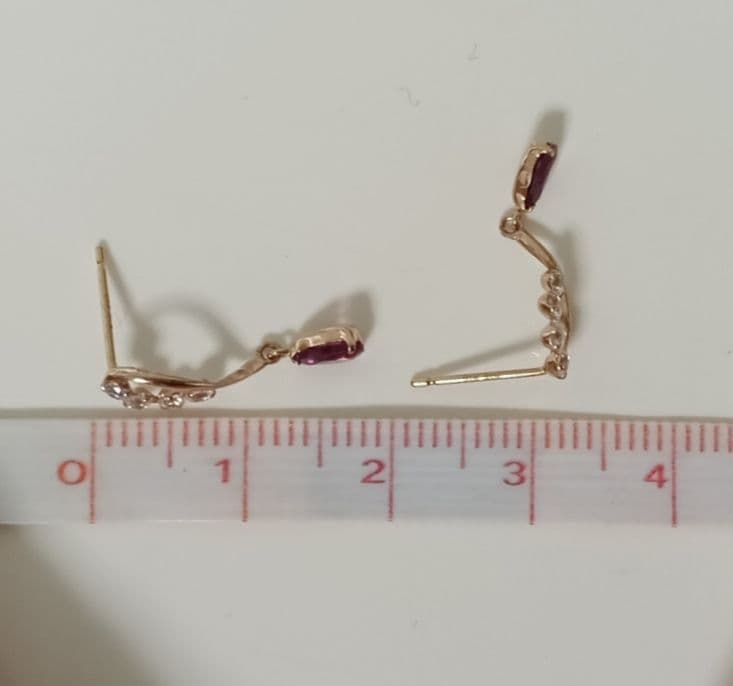 k18 k10 　紫色の宝石付きフープ　ピアス