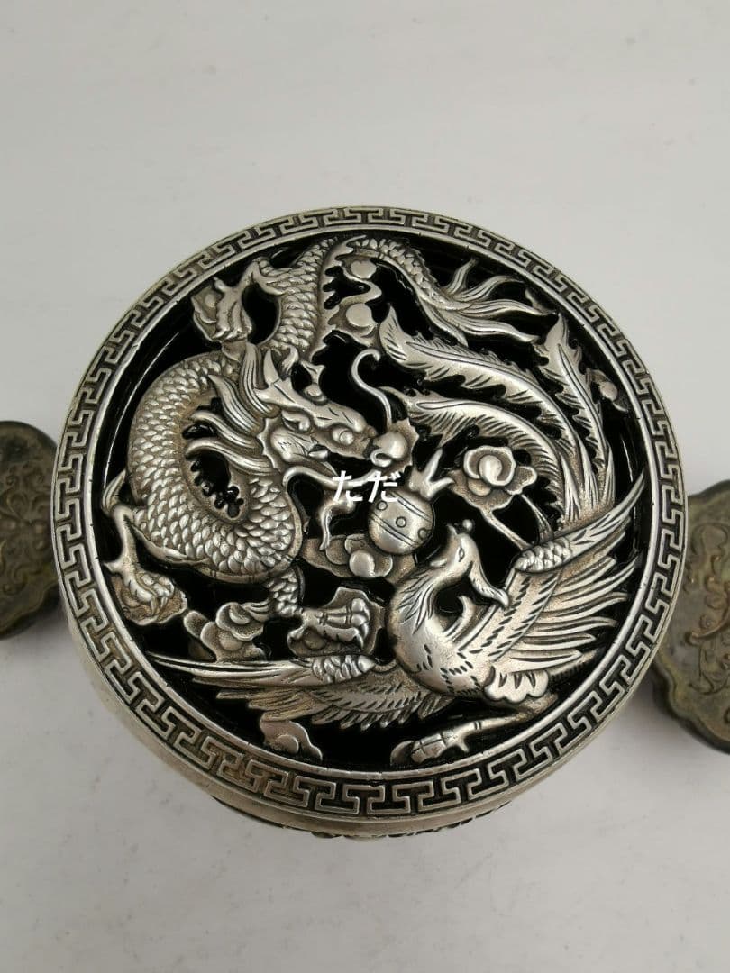 銅 細工 透かし彫り龍鳳薫香炉 香道具 茶道具 装飾品 工芸品 置物