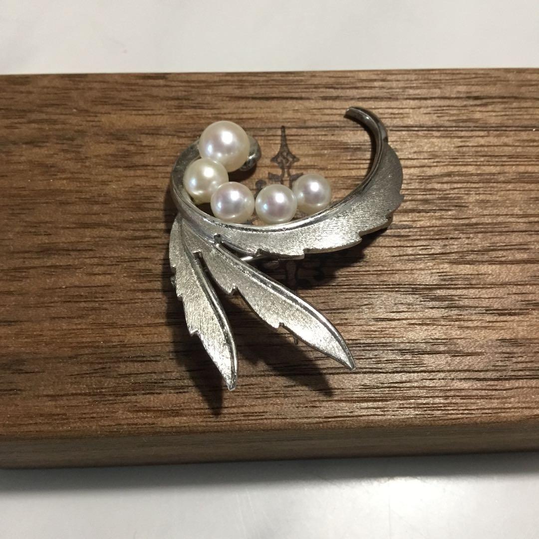 ミキモト　シルバー　天然あこや本真珠　アンティーク　ブローチ