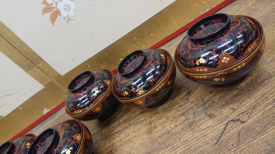 ☆松竹梅 蒔絵 煮物湾 10客セット☆ 漆器 浄法寺 秀衡椀 南部 懐石料理