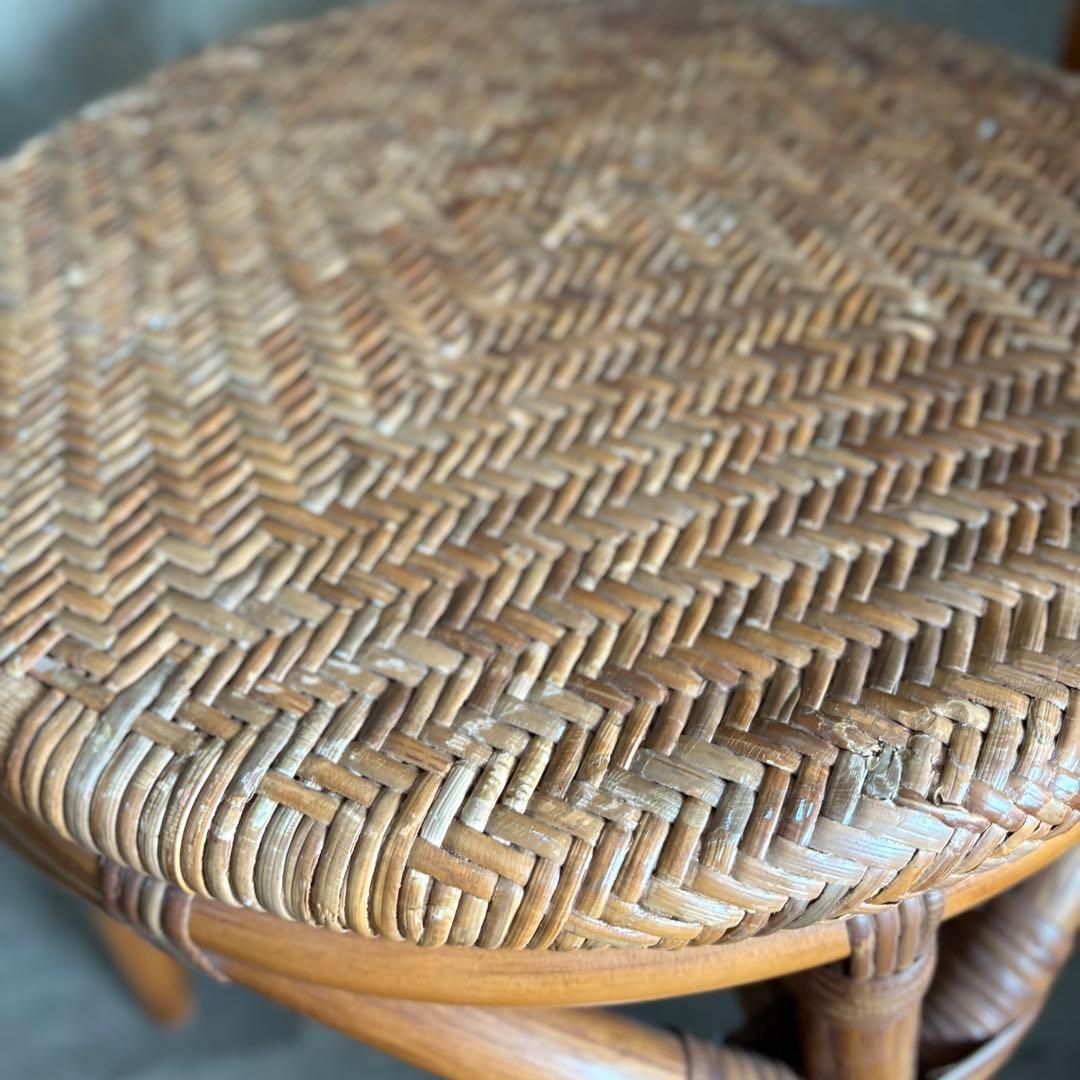 kazama ヴィンテージラタン　ラウンドテーブル & チェア　ラウンジセット