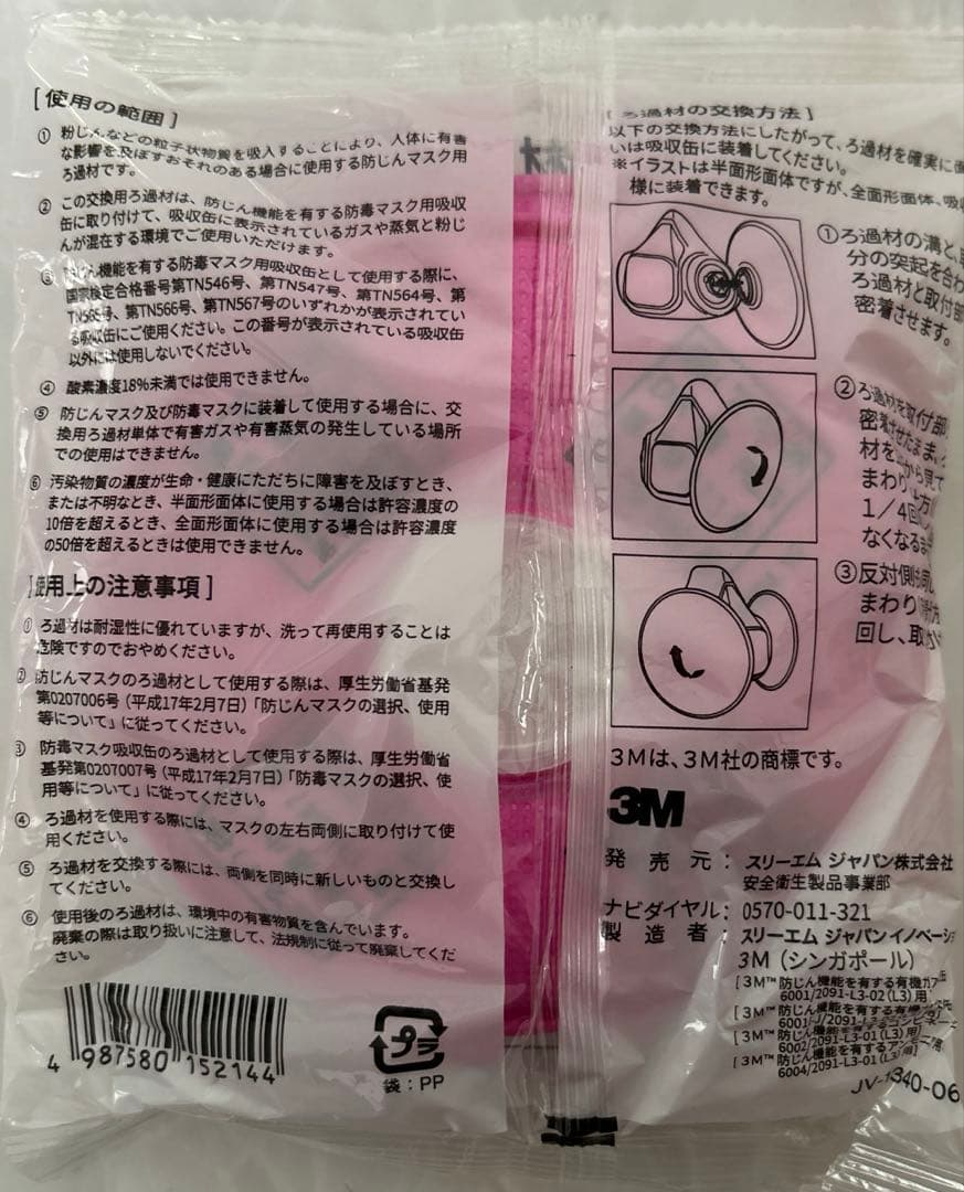 3M 防塵マスク 6000 / 2091-RL3 2セット＋ろ過材 4セット