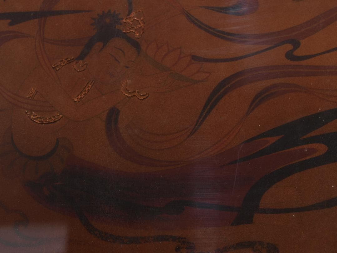 中国唐時代　敦煌莫高窟壁画 彩絵　人物像 発掘品 古美術 AK1749A1-5