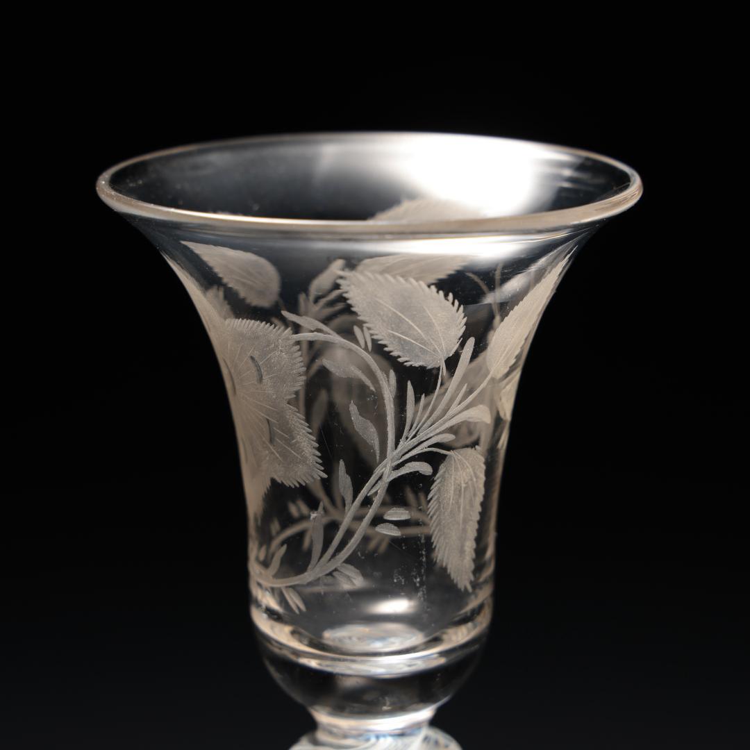 アンティークグラス　ジャコバイト　バラと蝶　ツイストステム　R1539ダI