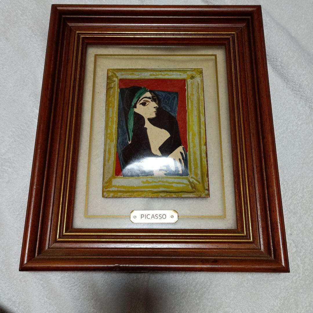 PICASSO 陶製人物画 フレーム付き