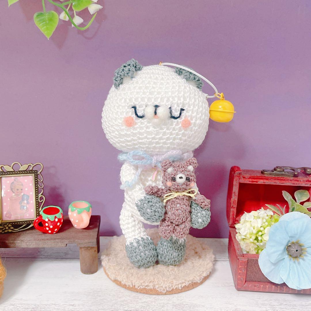 あみぐるみ　おしゃれ大好きペタンコペタうさちゃんリングキーホルダー☺︎他２点