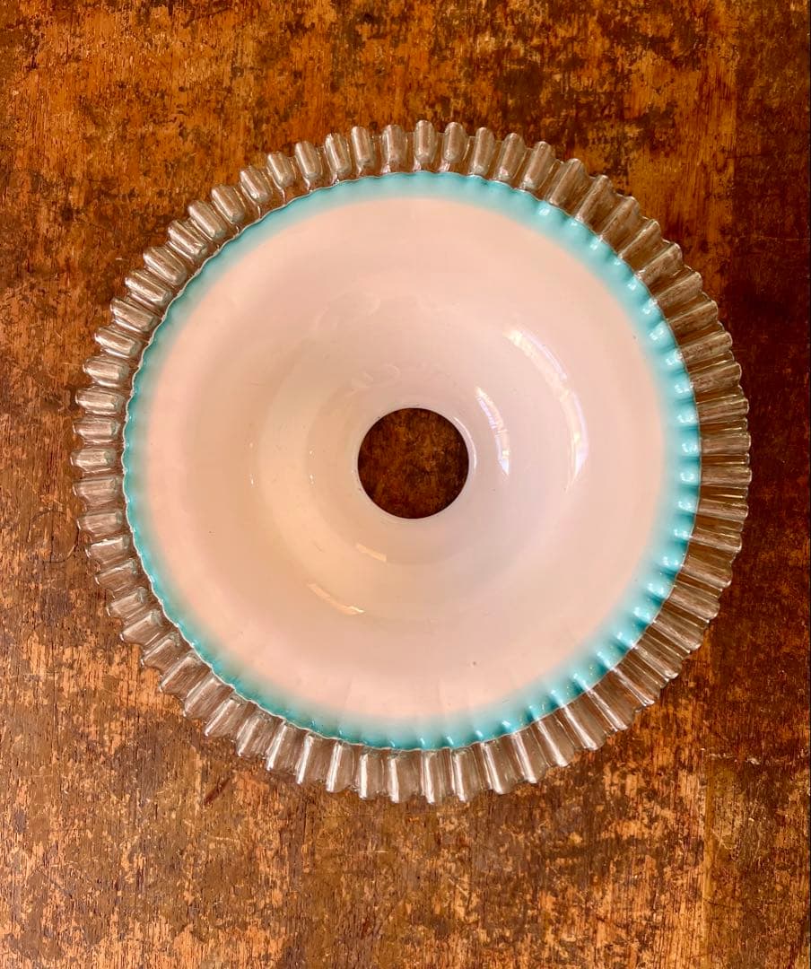 大正ロマン　和ガラス　電笠　青　アンティーク　灯り　照明　古民家　古道具