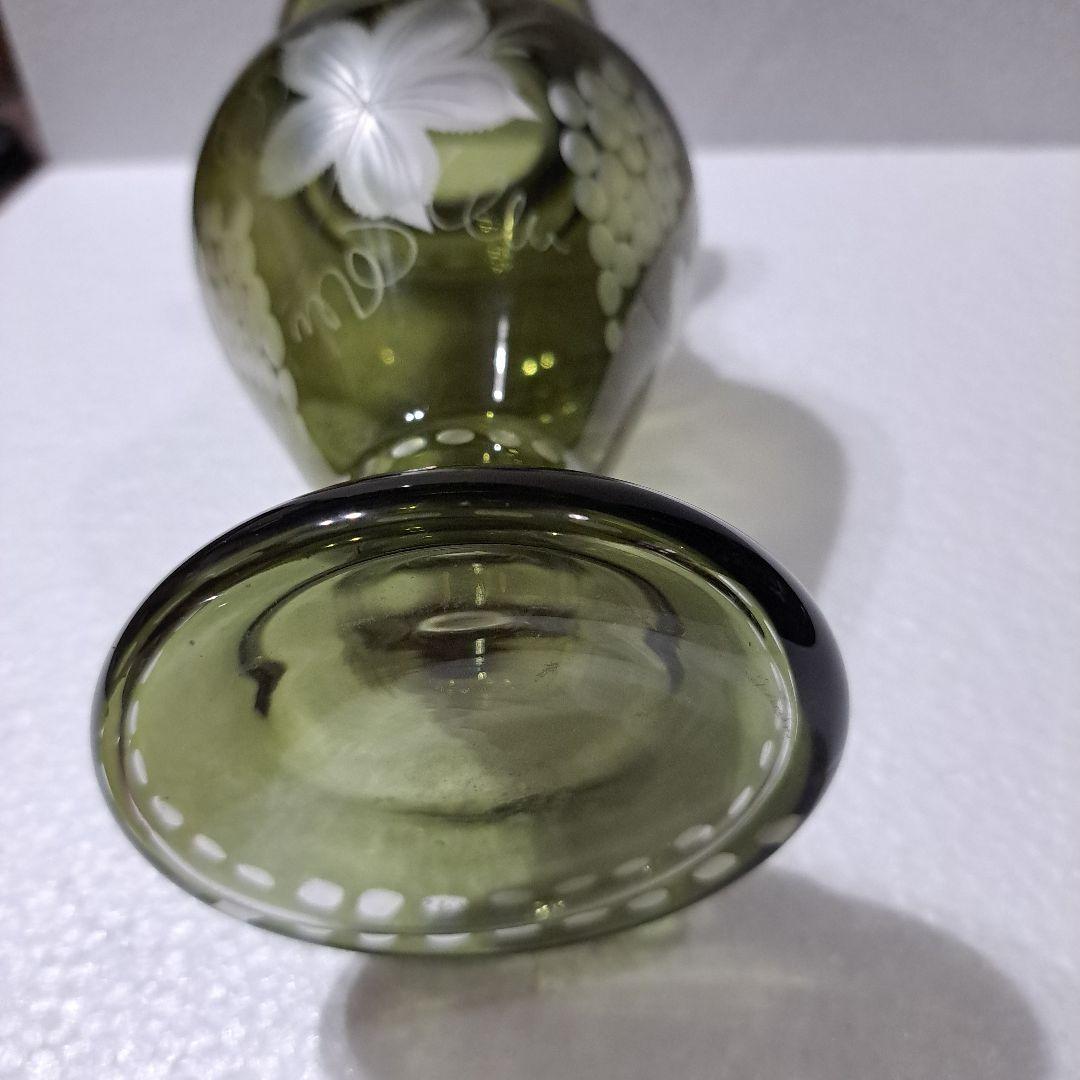 茶道具　江戸　ギヤマン硝子　紫色被せ硝子　葡萄図　　水次　完品