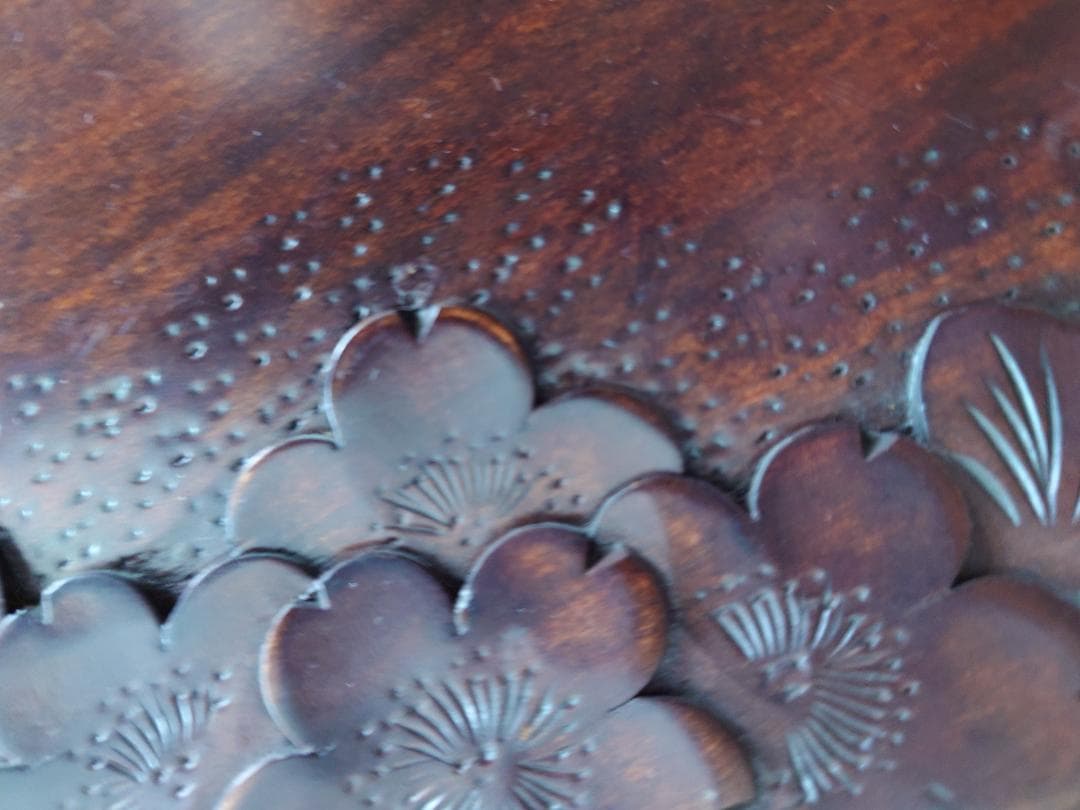 軽井沢彫 楕円のお盆 手つき 桜の縁