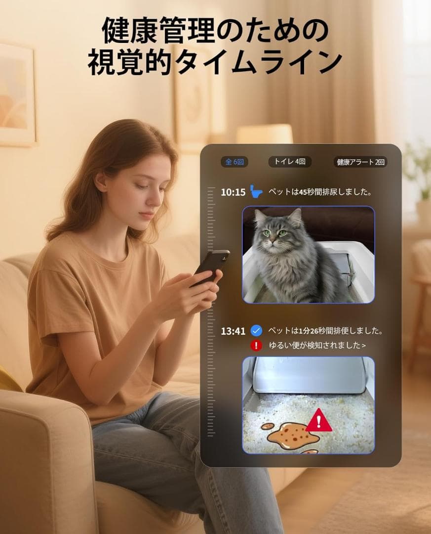 PETKIT 猫 トイレ 自動トイレ ゆるい便が検知 スマホ管理 センサー付き