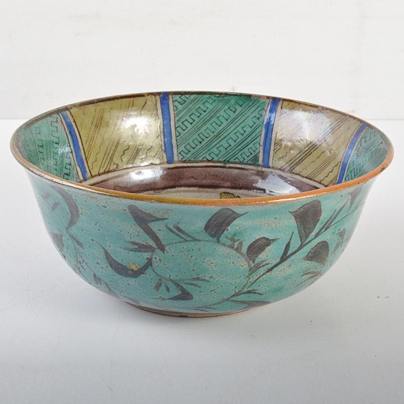 九谷焼　古九谷　青手九谷　草文　菓子鉢　時代箱付　V　R7129