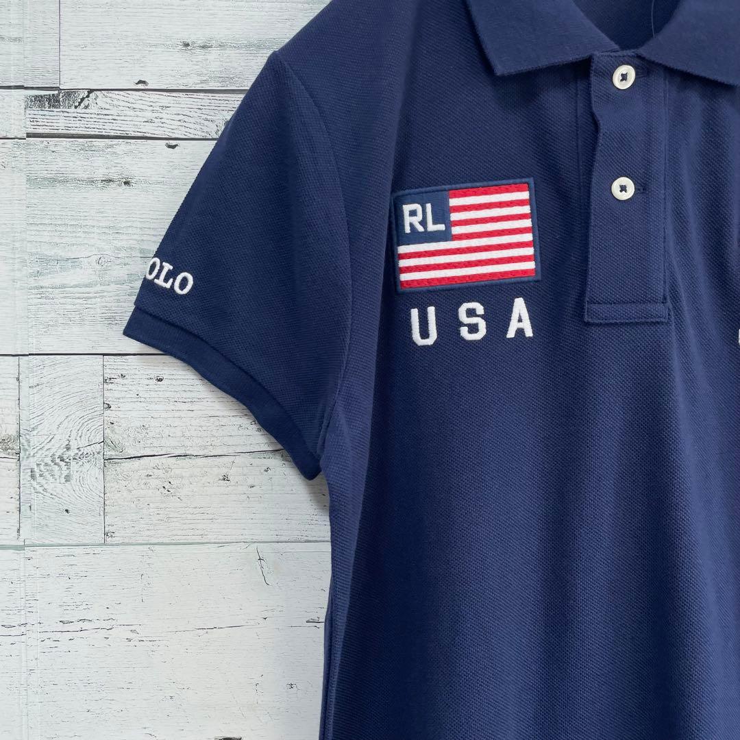 ☆未使用・タグ付☆ポロラルフローレン　半袖ポロシャツ　ビッグポニー　USA国旗