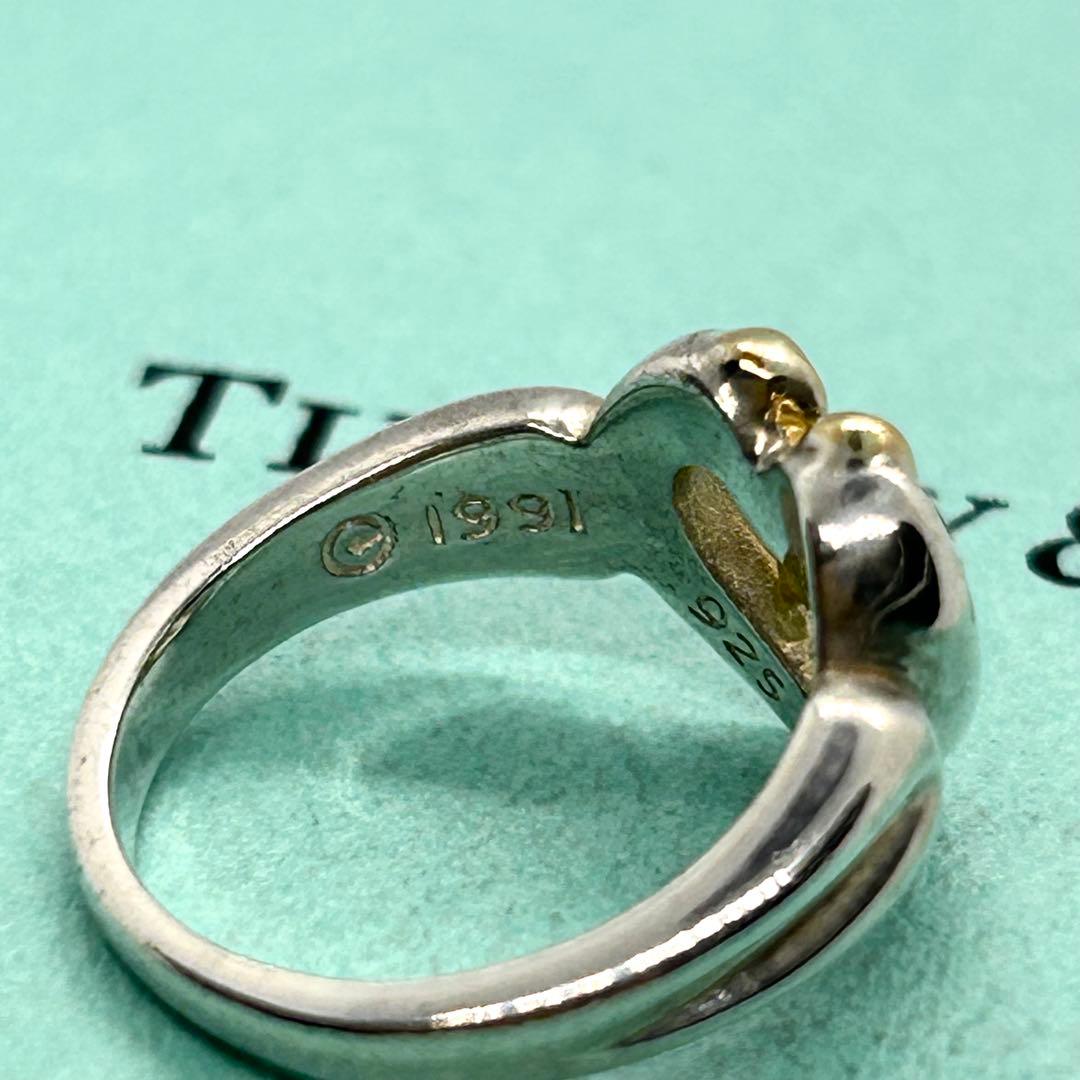 ティファニー オープンハートリボン リング 5号 925×750 コンビ 可愛い