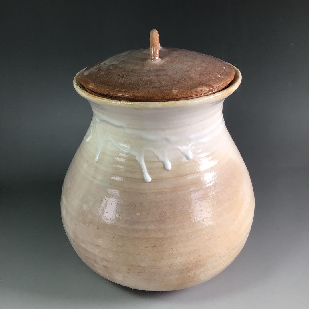 Ｒ３２３　水指　『萩焼』『塔陶山　平野教道造』　共箱　茶道具