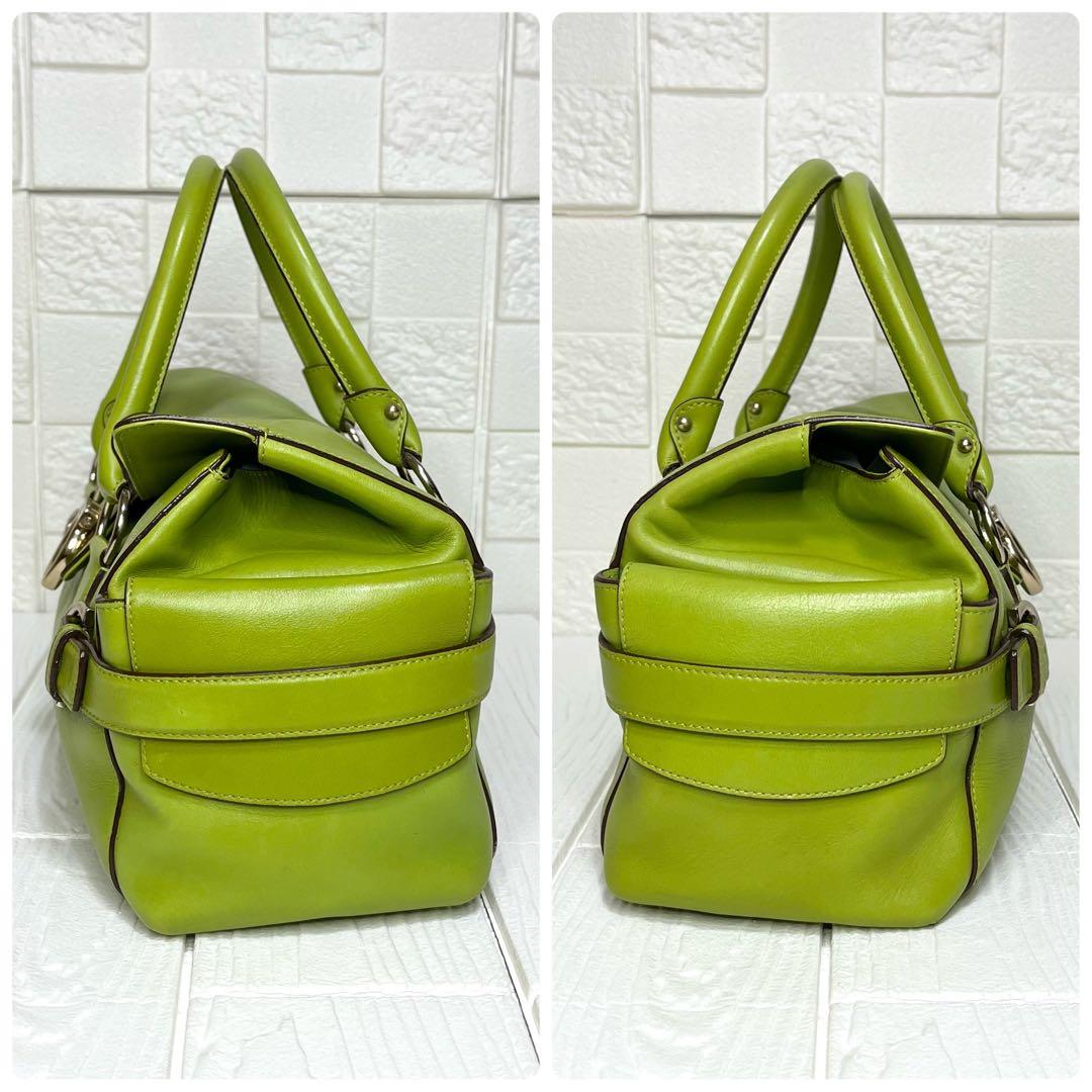 【入手困難】✨上美品✨☘️フェラガモ☘️✨ハンドバッグ✨ガンチーニ✨グリーン✨