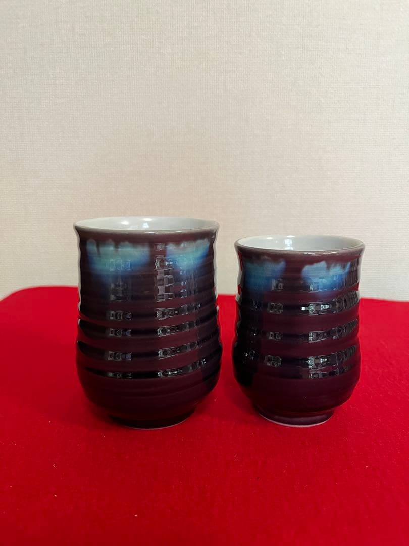 人間国宝 三代 徳田八十吉 （正彦銘） ゆのみ 共箱付き T281 夫婦湯呑み