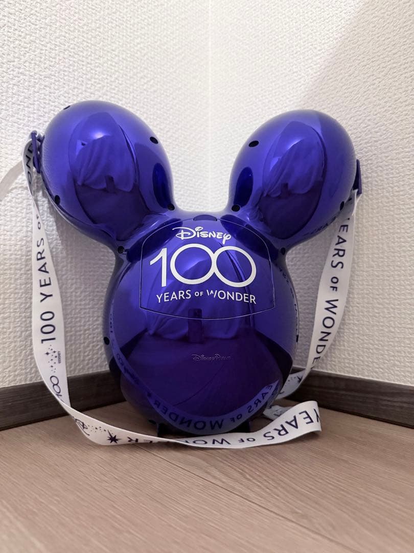 【美品】海外限定 ディズニー100周年 ミッキー ポップコーンバケット パープル