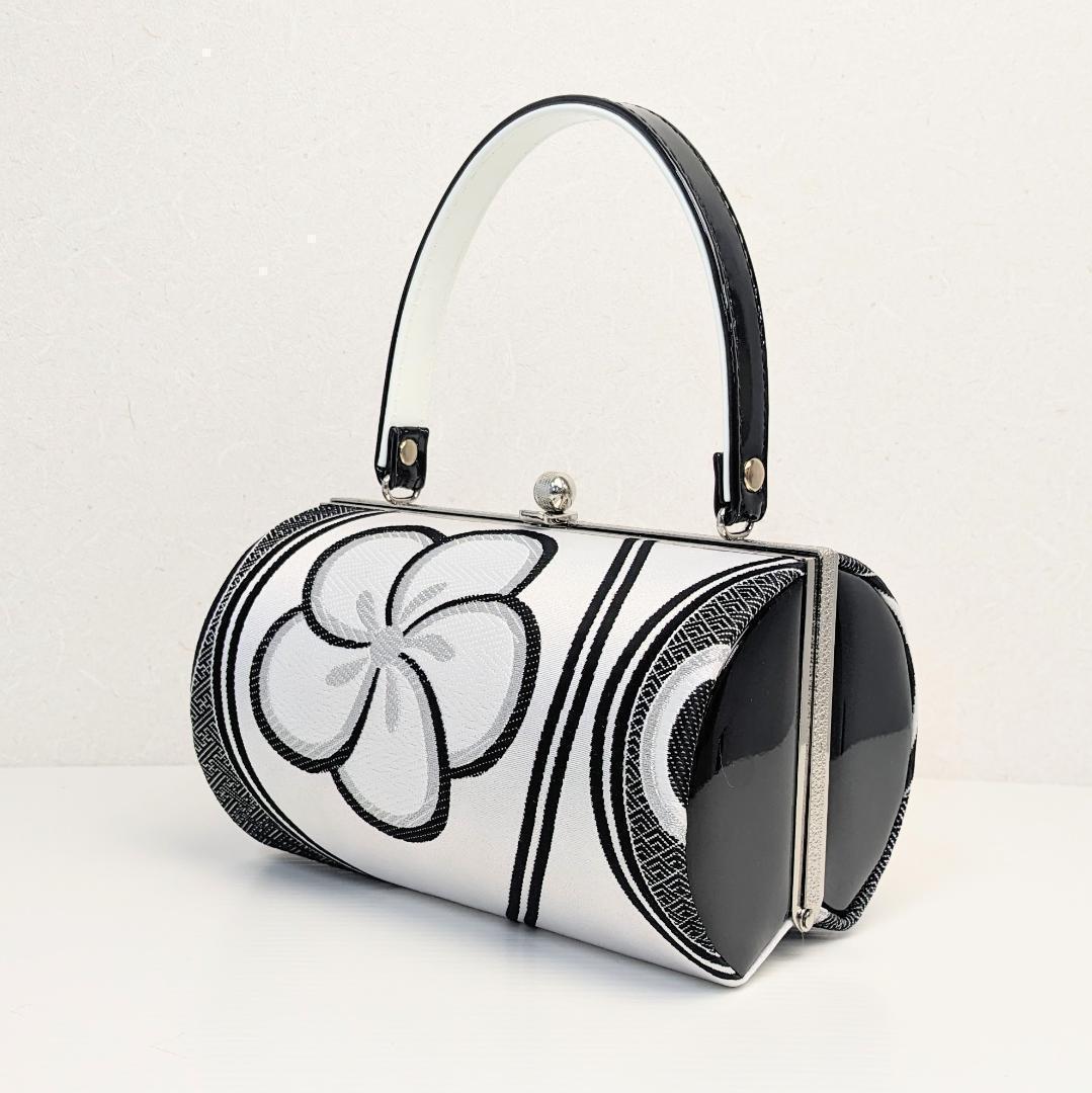 和装 草履バッグセット 帯地 梅 黒×白 3枚芯 フリーサイズ k19-8