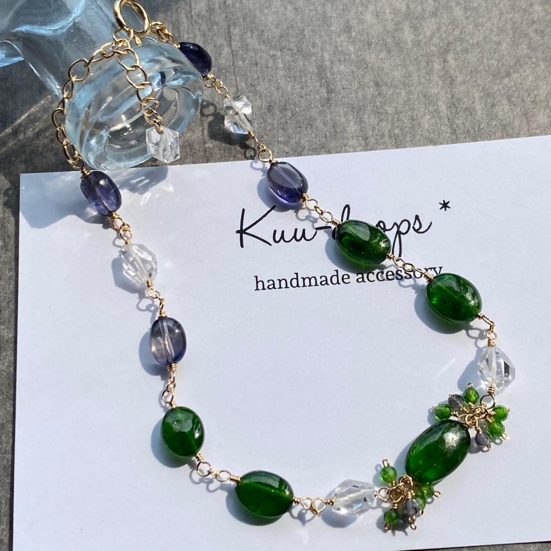 【専用です】14kgf✴︎クロムダイオプサイトブレスレット・水晶サファイアピアス