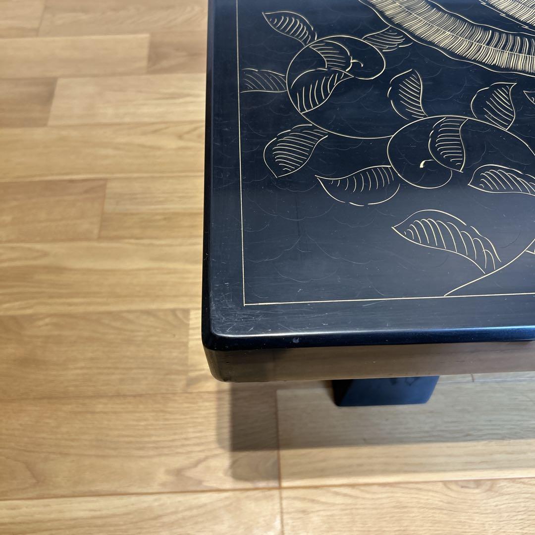 座卓 テーブル 鳳凰 不死鳥 フェニックス 高級 座敷机 螺鈿 ローテーブル 黒