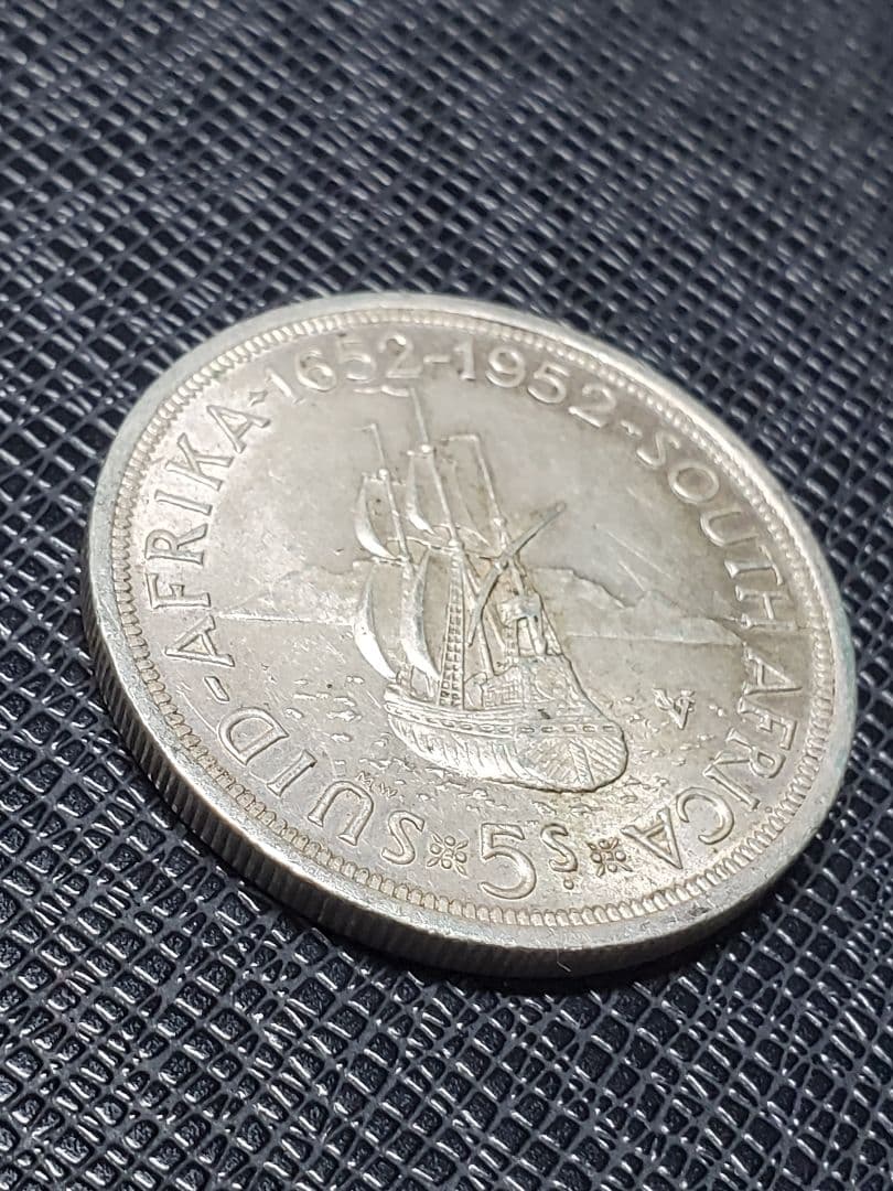 1963.　銀貨　1652年-1952年　南アフリカ　5シリング