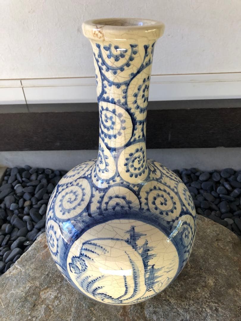 信楽焼　花瓶　蛸唐草　焼物　flower bot