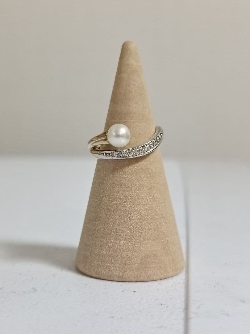 サボちゃん◇フェスタリア　淡水パールとダイヤモンドのピンキーリング