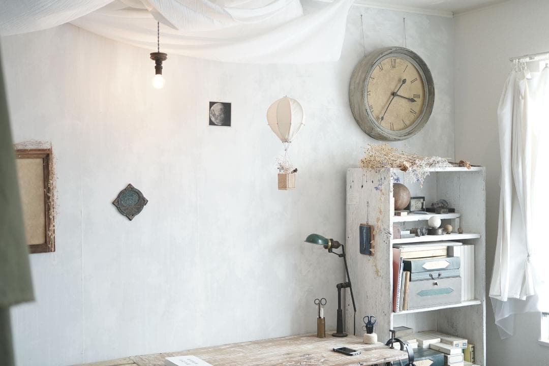 フランスアンティーク・お月様のような大きな掛時計 動作品・単3電池式 インテリア