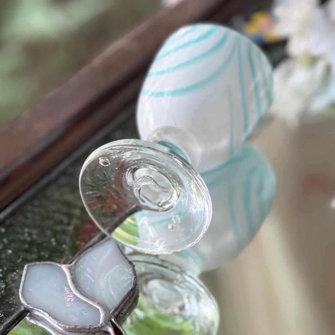 2190様感謝‼️愛らしい薄荷色の氷コップ‼️水色❌乳白氷コップ 1客